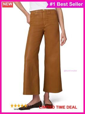 High Rise Wide Leg Ankle Jeans Super Stretch Sateen Coated